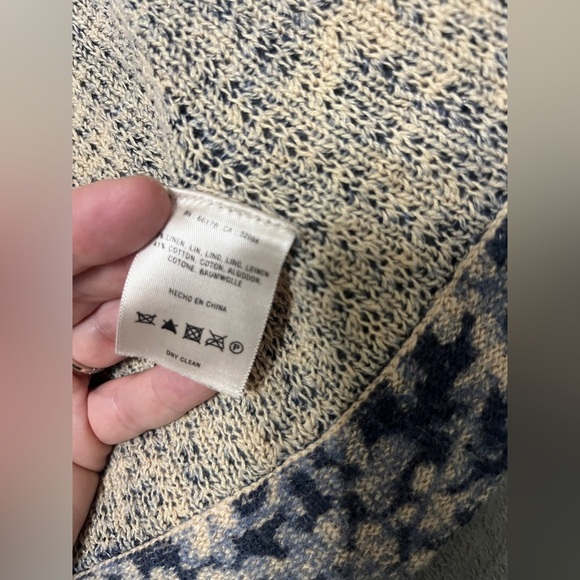 Anthropologie Maple Yellow Blue Stripe Open Front Linen Cardigan Sweater S - Picture 6 of 8